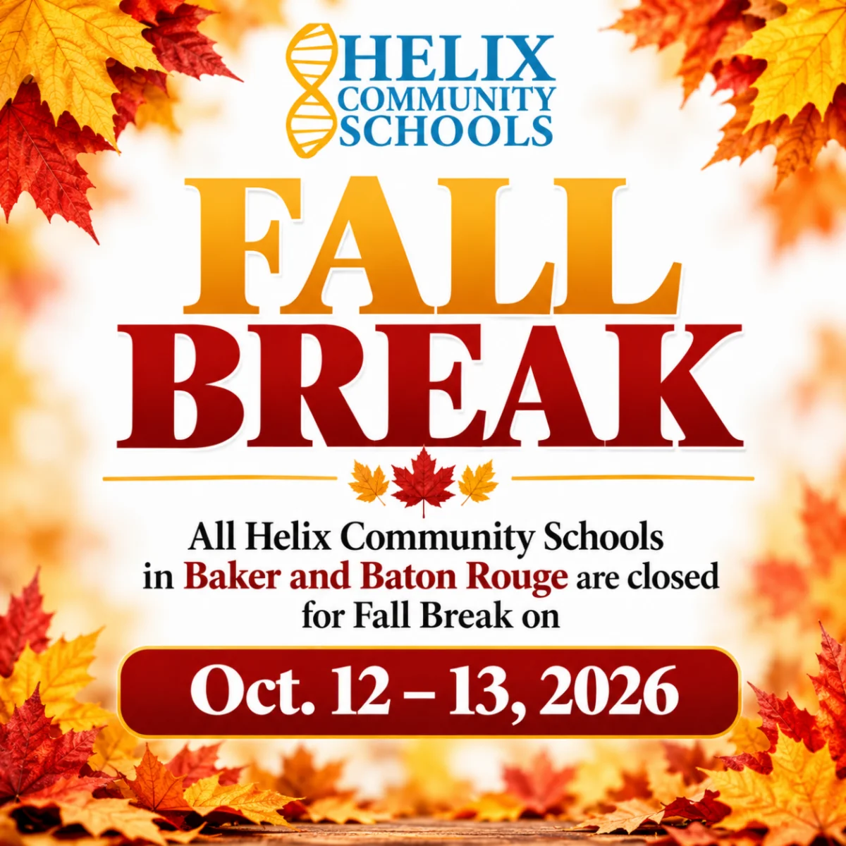 Graphic for HCS Fall Break